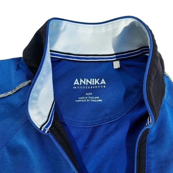 Annika Cutter & Buck Womens Blue & Black/ White Blouse Medium - Picture 4 of 11